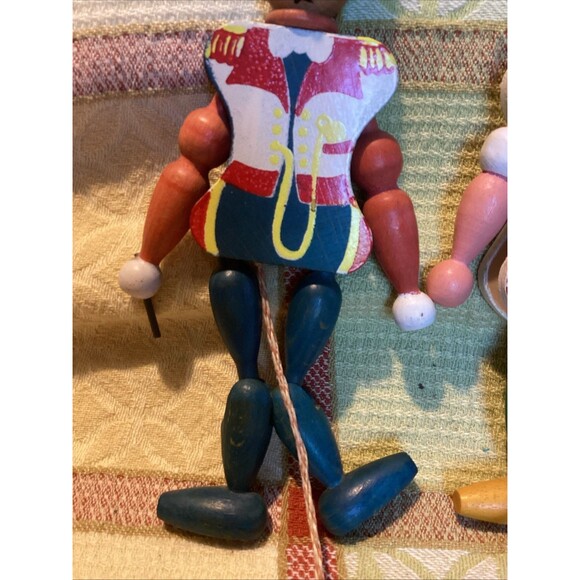 Wooden Vintage Jumping Jack Puppets Pull String Toys Ring Master Austria Clown - Picture 3 of 15